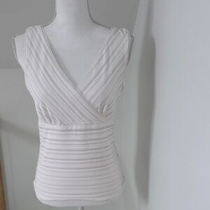 White House Black Market Striped White Tank Top